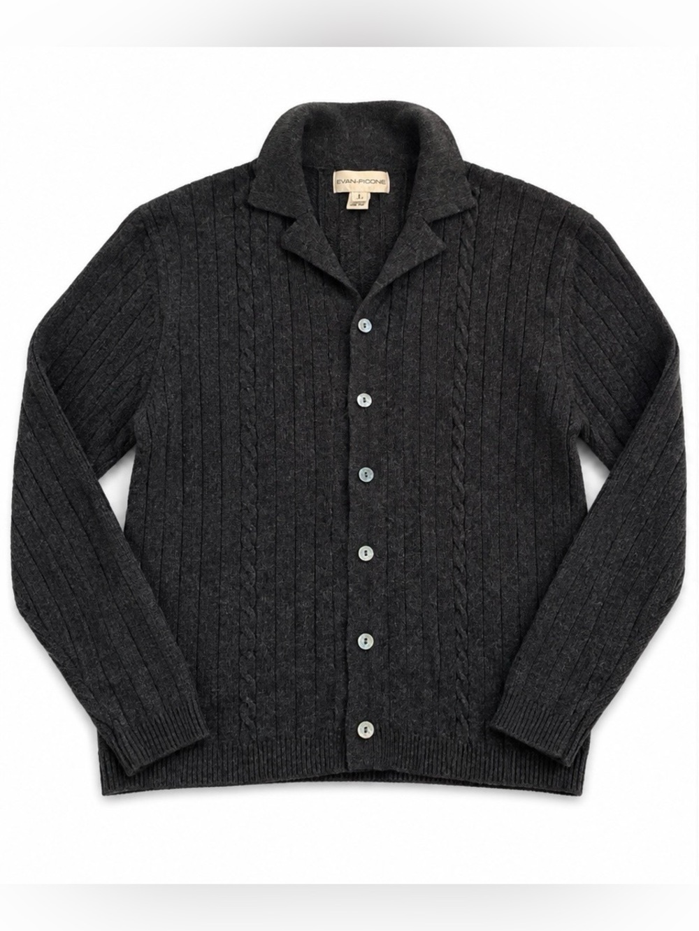 Evan-Picone Merino Wool Angora Button Front Cardigan Sweater L